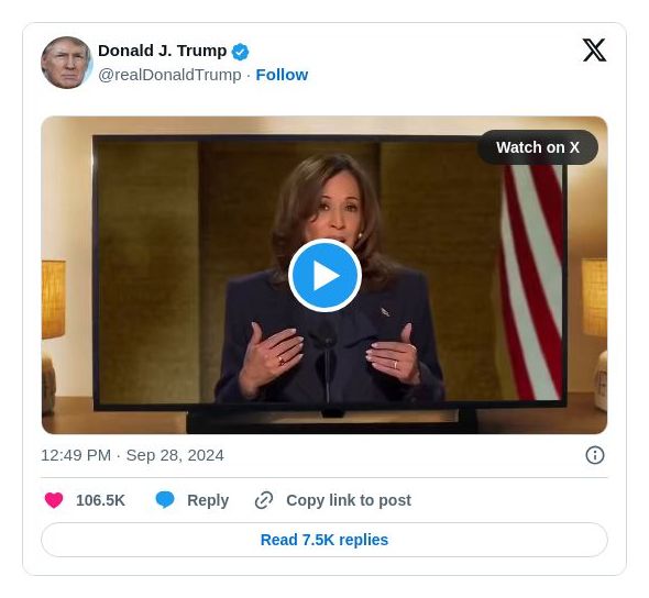 Post image from Donald Trump