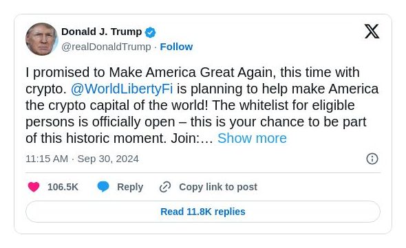 Post image from Donald Trump