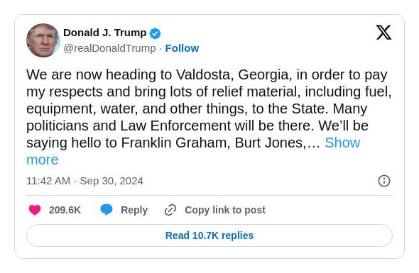 Post image from Donald Trump