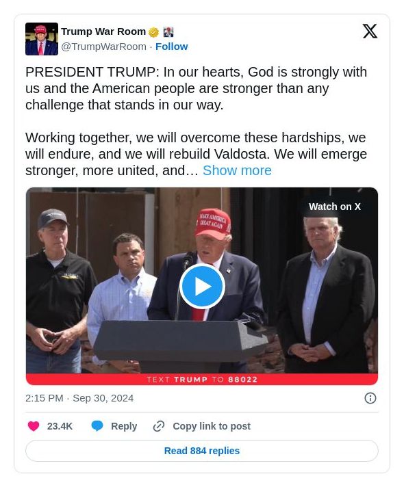 Post image from Donald Trump