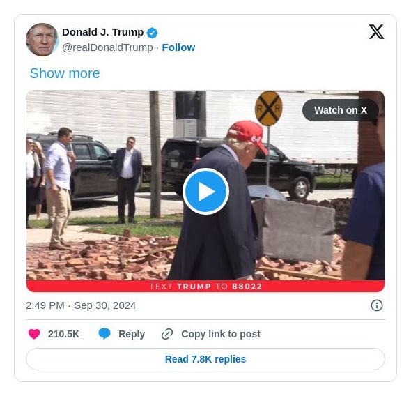 Post image from Donald Trump