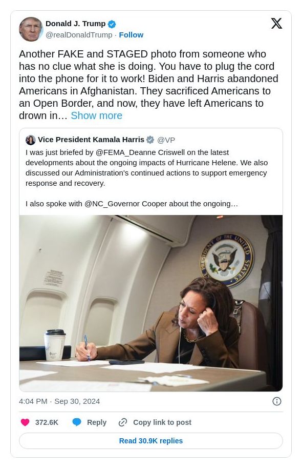 Post preview from Donald Trump