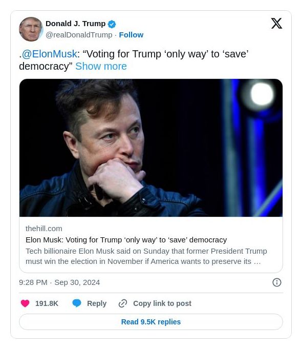 Post image from Donald Trump