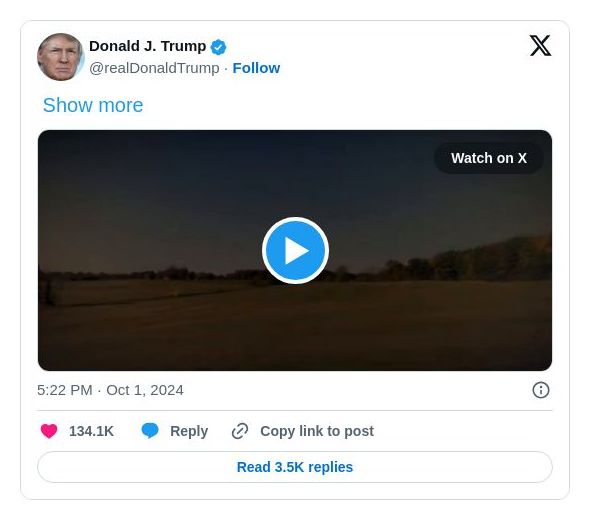 Post image from Donald Trump