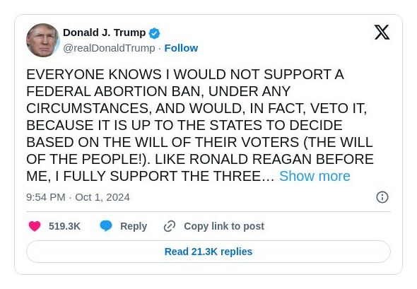 Post image from Donald Trump