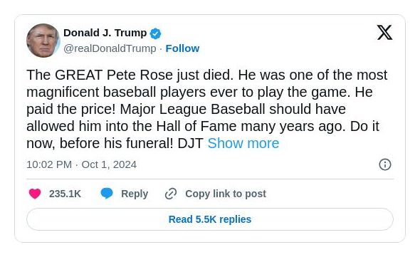 Post image from Donald Trump