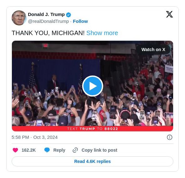 Post image from Donald Trump