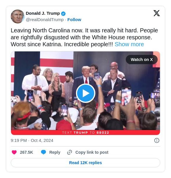 Post image from Donald Trump