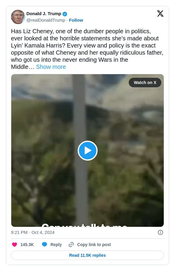 Post image from Donald Trump