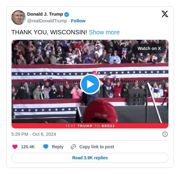 Post image from Donald Trump