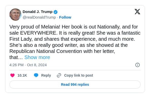 Post image from Donald Trump