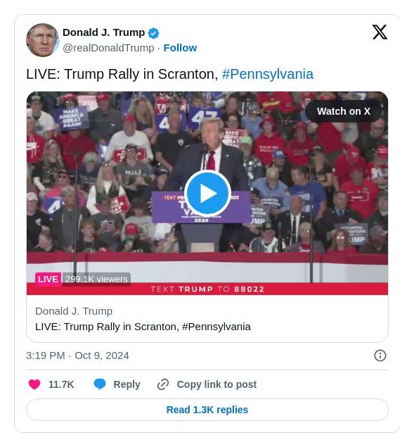 Post image from Donald Trump