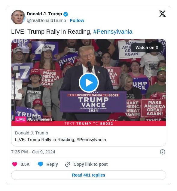 Post image from Donald Trump