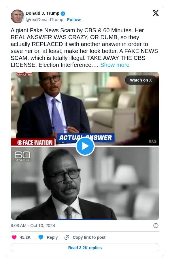 Post image from Donald Trump