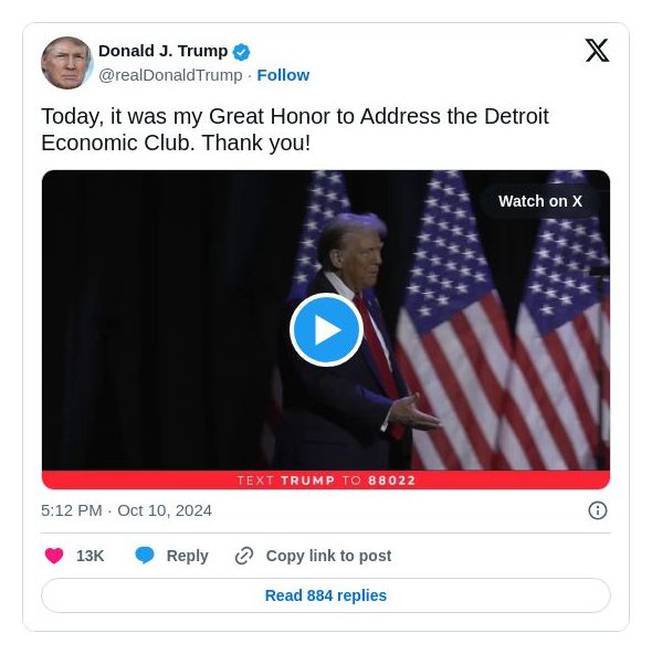 Post image from Donald Trump