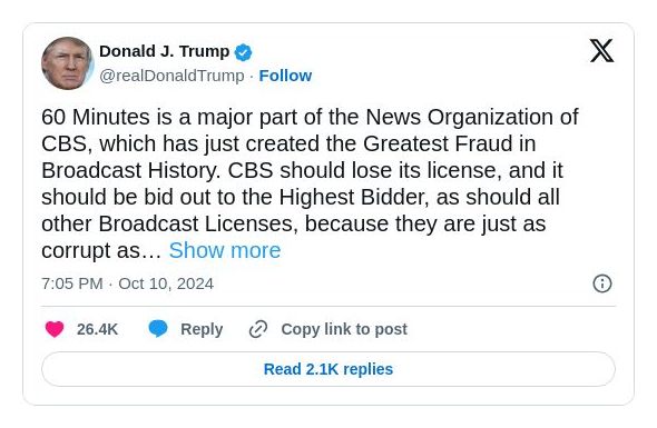 Post image from Donald Trump