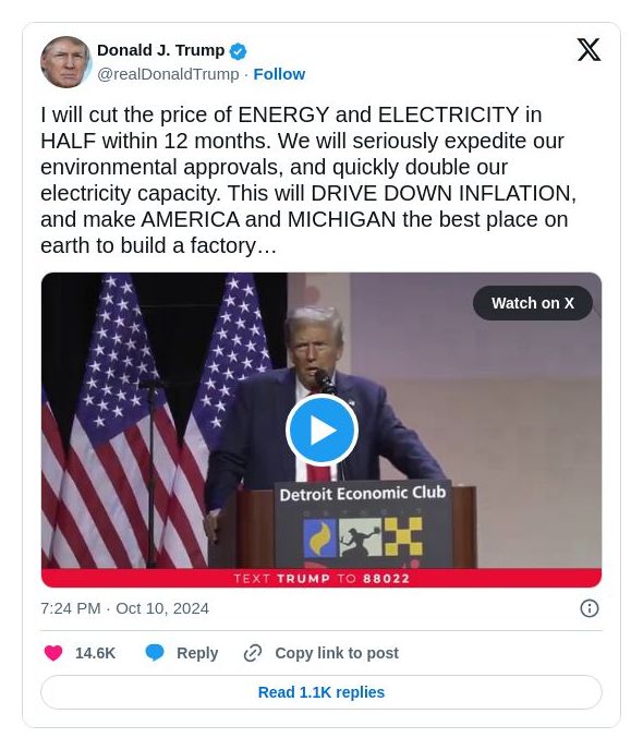 Post preview from Donald Trump