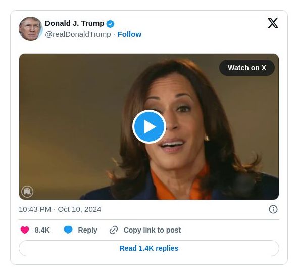 Post image from Donald Trump