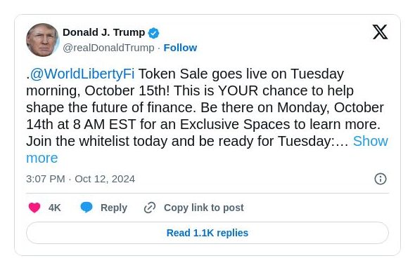 Post image from Donald Trump