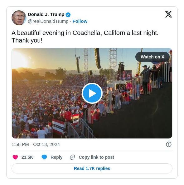 Post image from Donald Trump