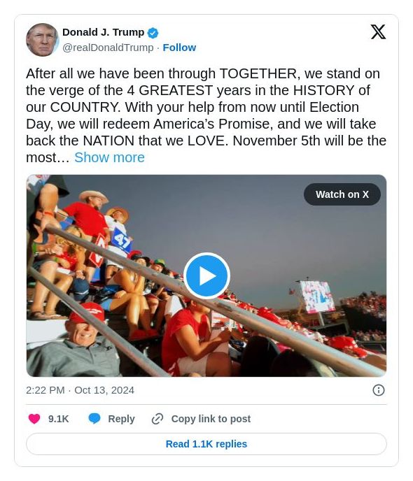 Post image from Donald Trump