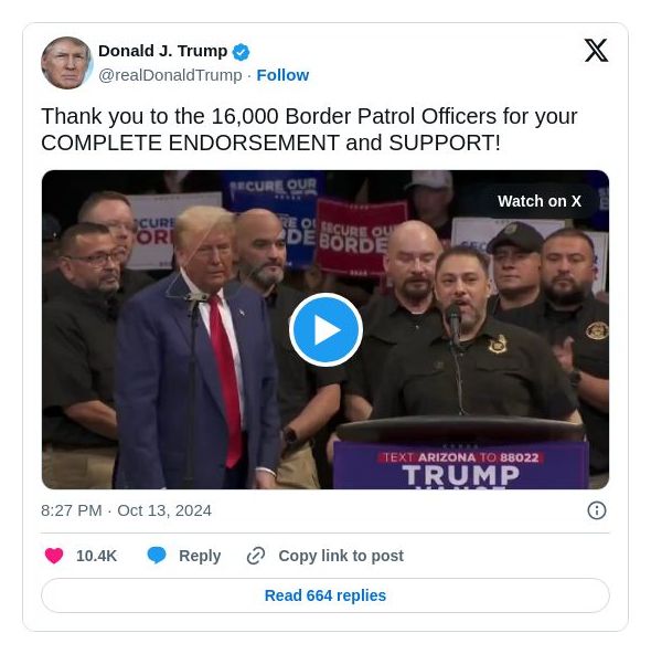 Post image from Donald Trump