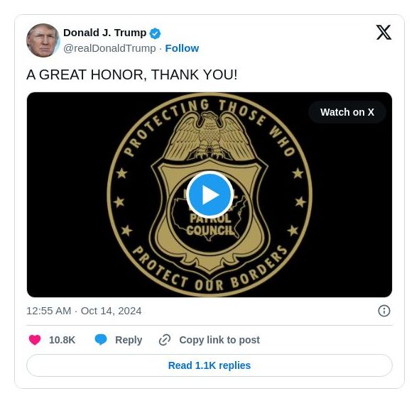 Post image from Donald Trump