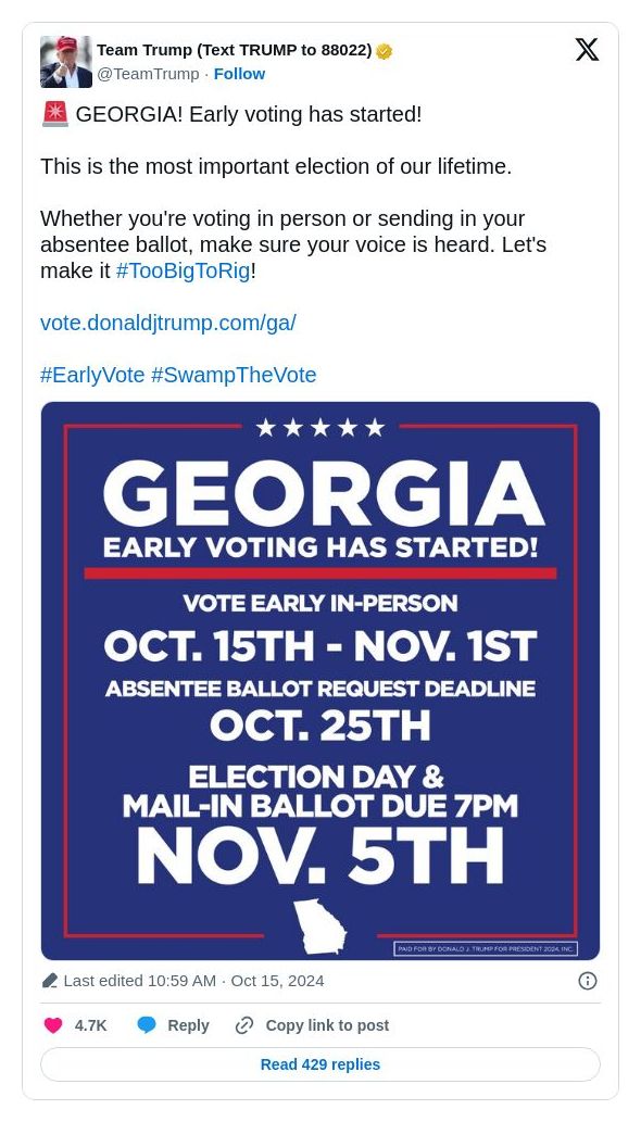 Post image from Donald Trump