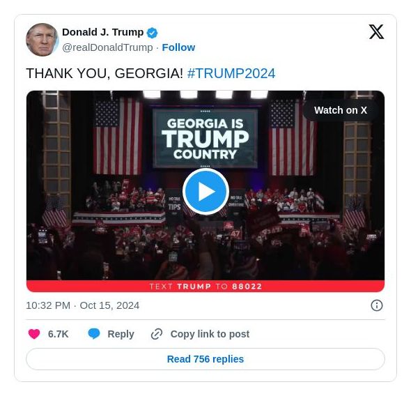 Post image from Donald Trump