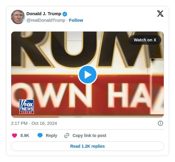 Post image from Donald Trump