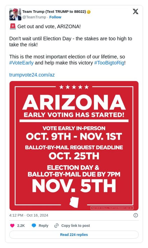 Post image from Donald Trump