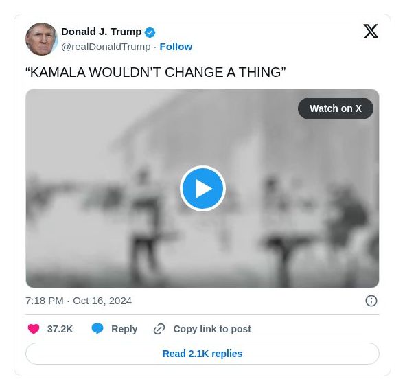 Post image from Donald Trump