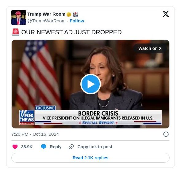 Post image from Donald Trump