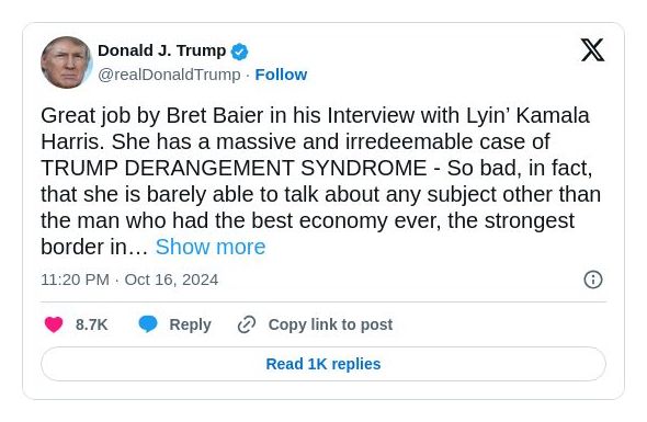 Post image from Donald Trump