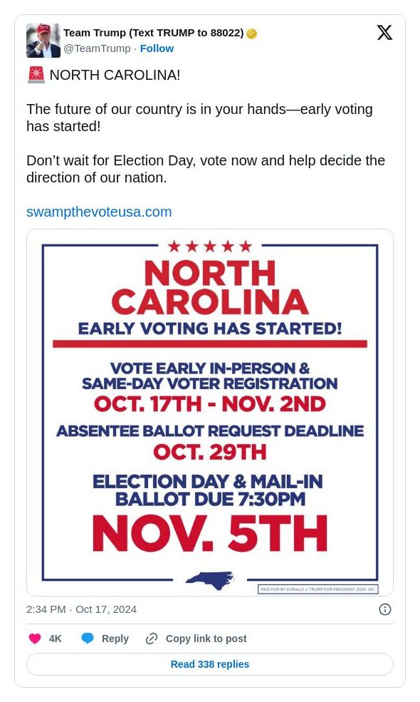 Post image from Donald Trump