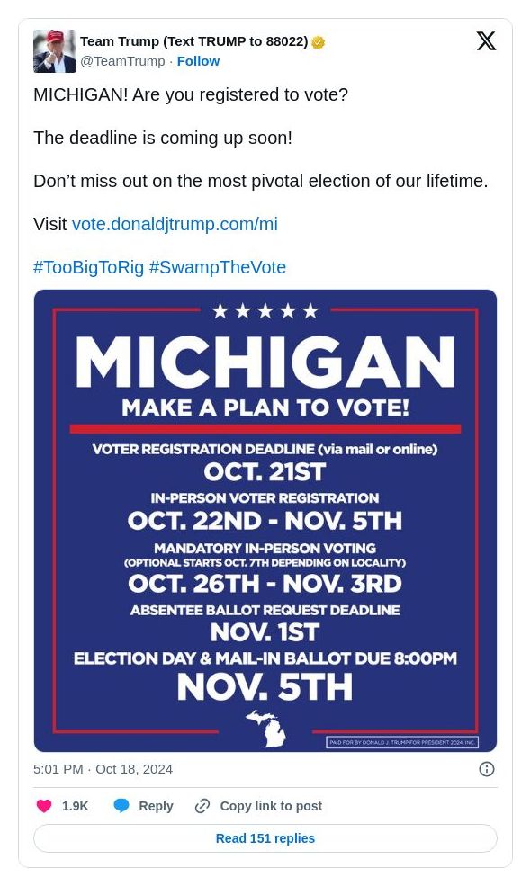 Post image from Donald Trump