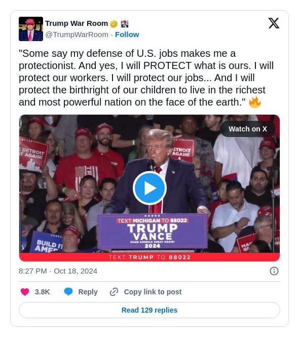 Post image from Donald Trump