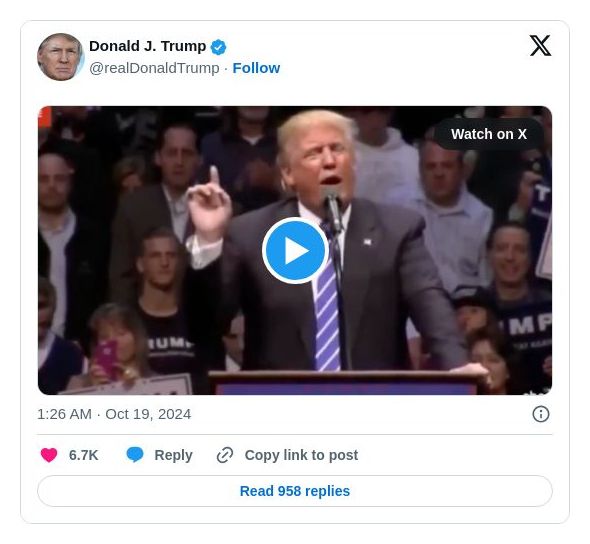 Post image from Donald Trump