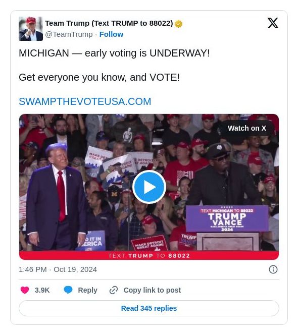 Post image from Donald Trump