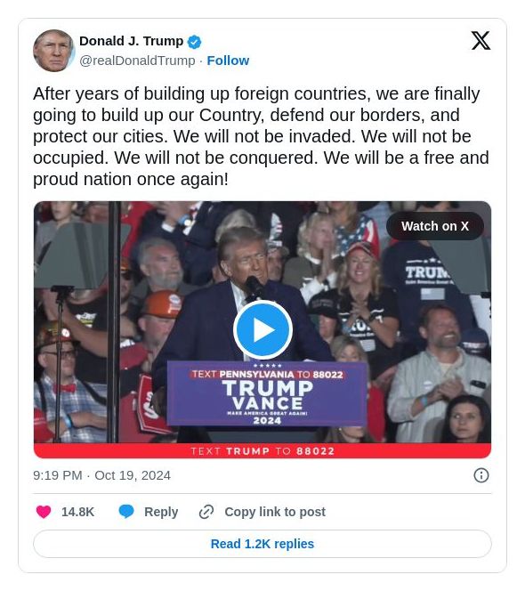 Post image from Donald Trump