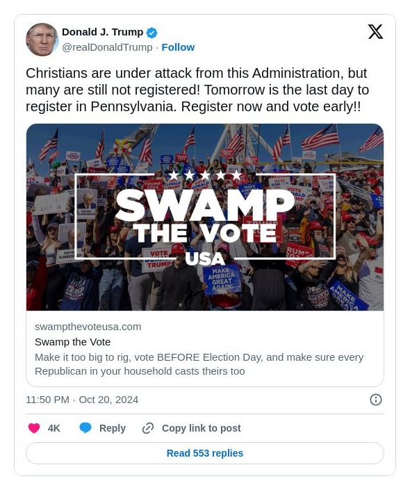 Post image from Donald Trump