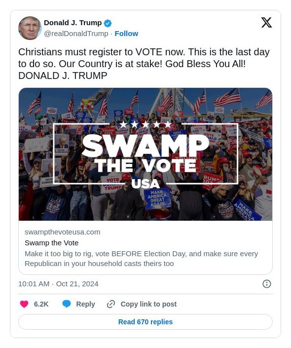 Post image from Donald Trump