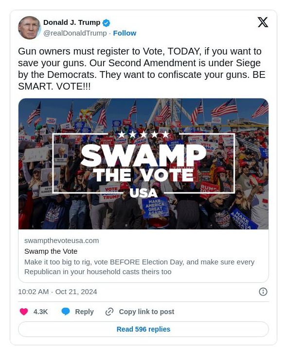 Post image from Donald Trump