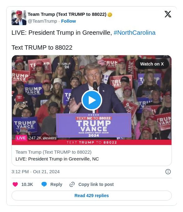 Post image from Donald Trump