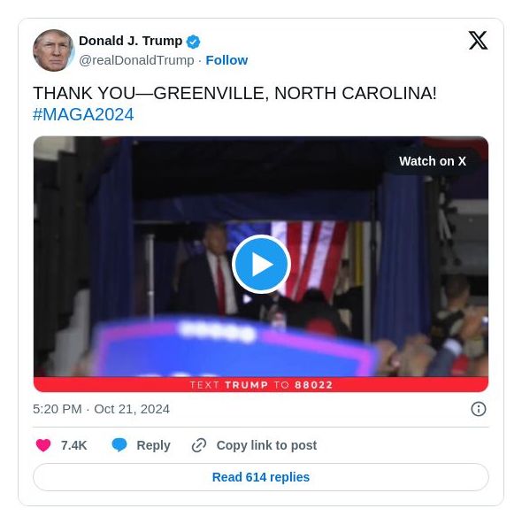 Post image from Donald Trump