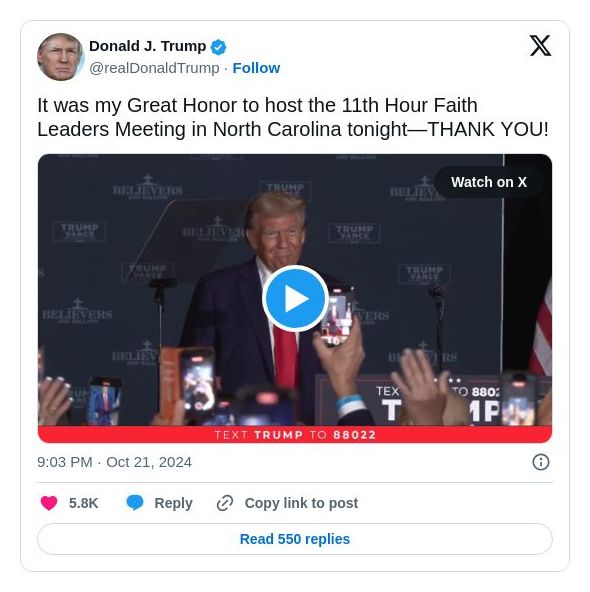 Post image from Donald Trump