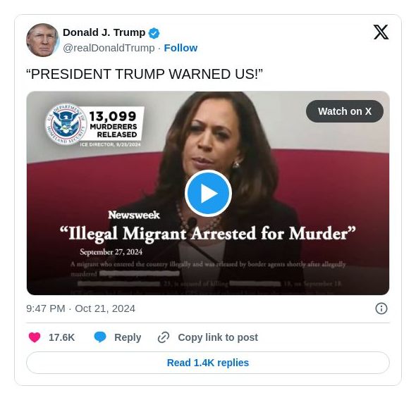 Post image from Donald Trump