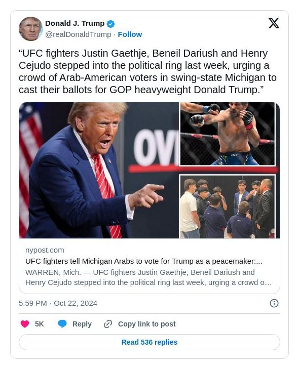 Post image from Donald Trump