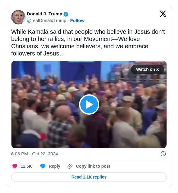 Post image from Donald Trump