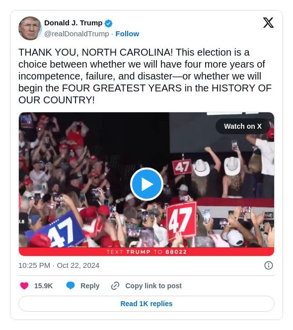 Post image from Donald Trump